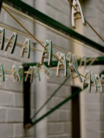 Clothes line, pegged and ready to go
